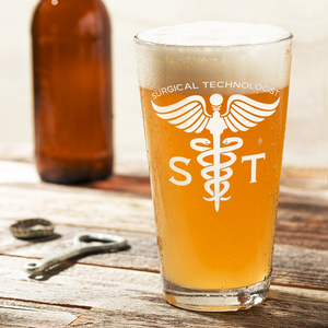 ST Surgical Technologist Laser Engraved Beer Pint Glass