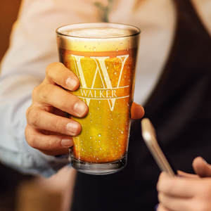  InitialMonogram with Name or Surname Beer Glass Pint