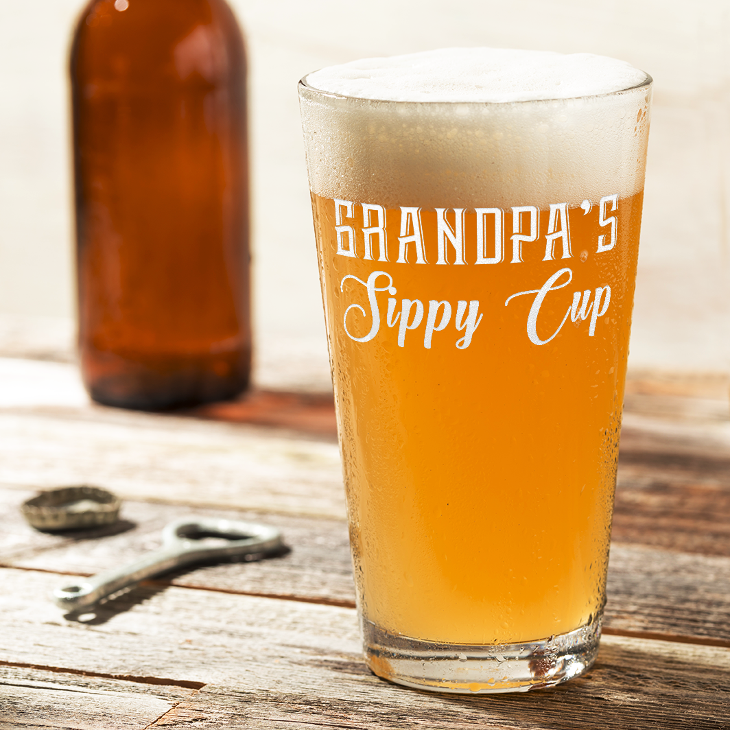Grandpa's Sippy Cup Beer Pint Glass