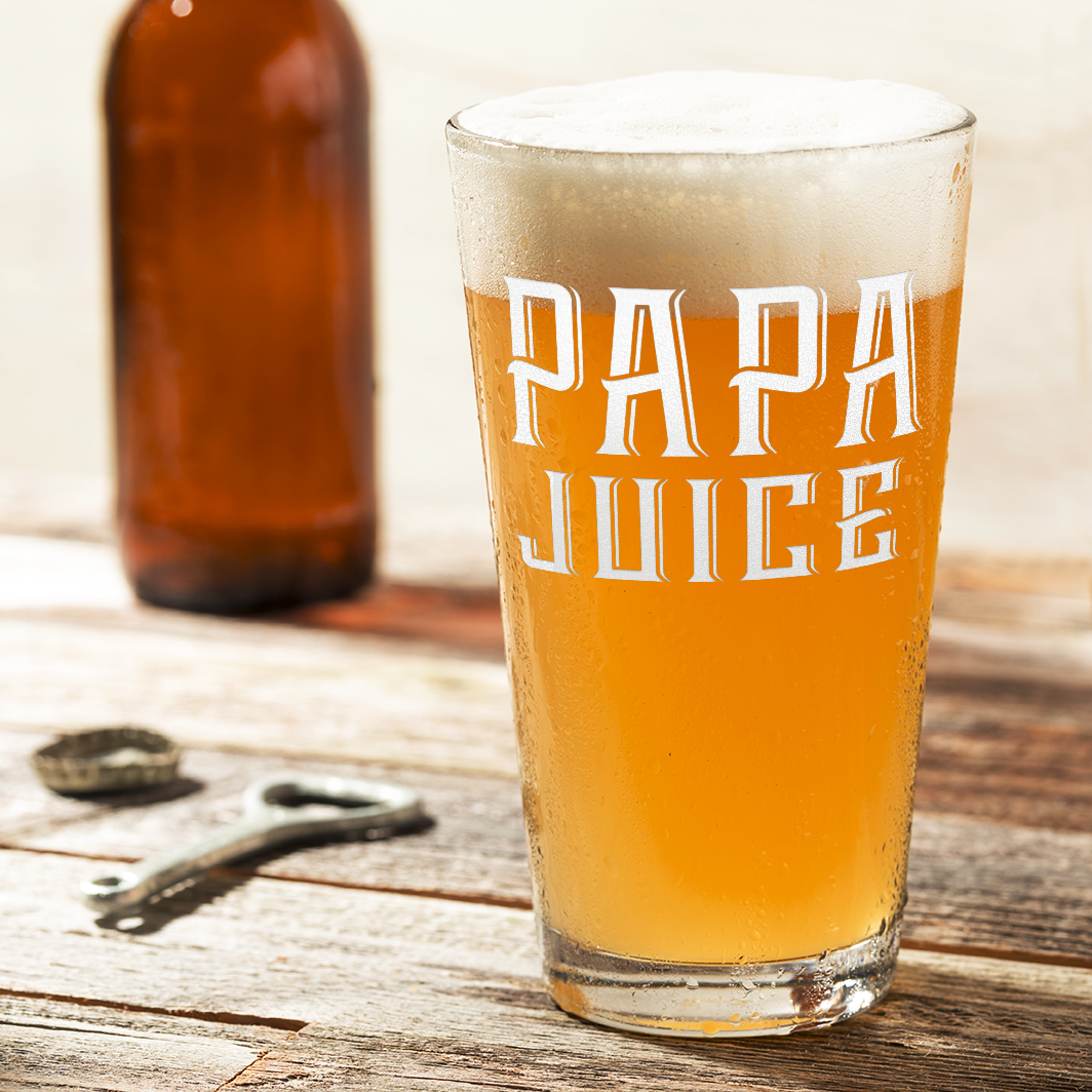 Papa Juice Beer Pint Glass