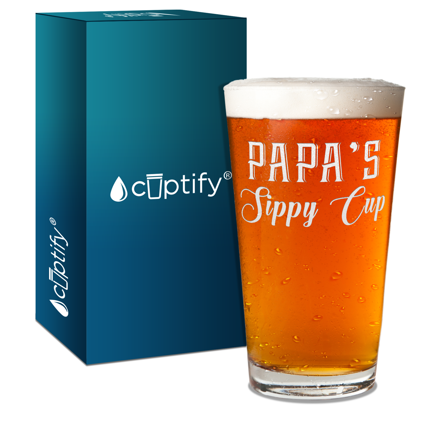 Papa's Sippy Cup Beer Pint Glass