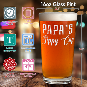 Papa's Sippy Cup Beer Pint Glass