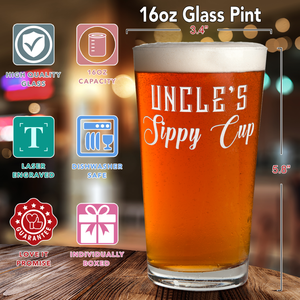 Uncle's Sippy Cup Beer Pint Glass