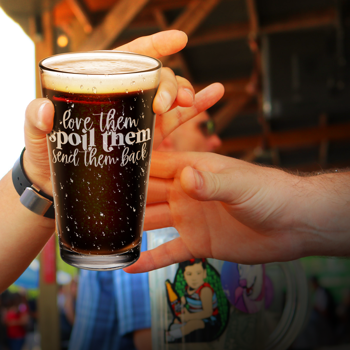 Love Them Spoil Them Engraved Beer Pint Glass