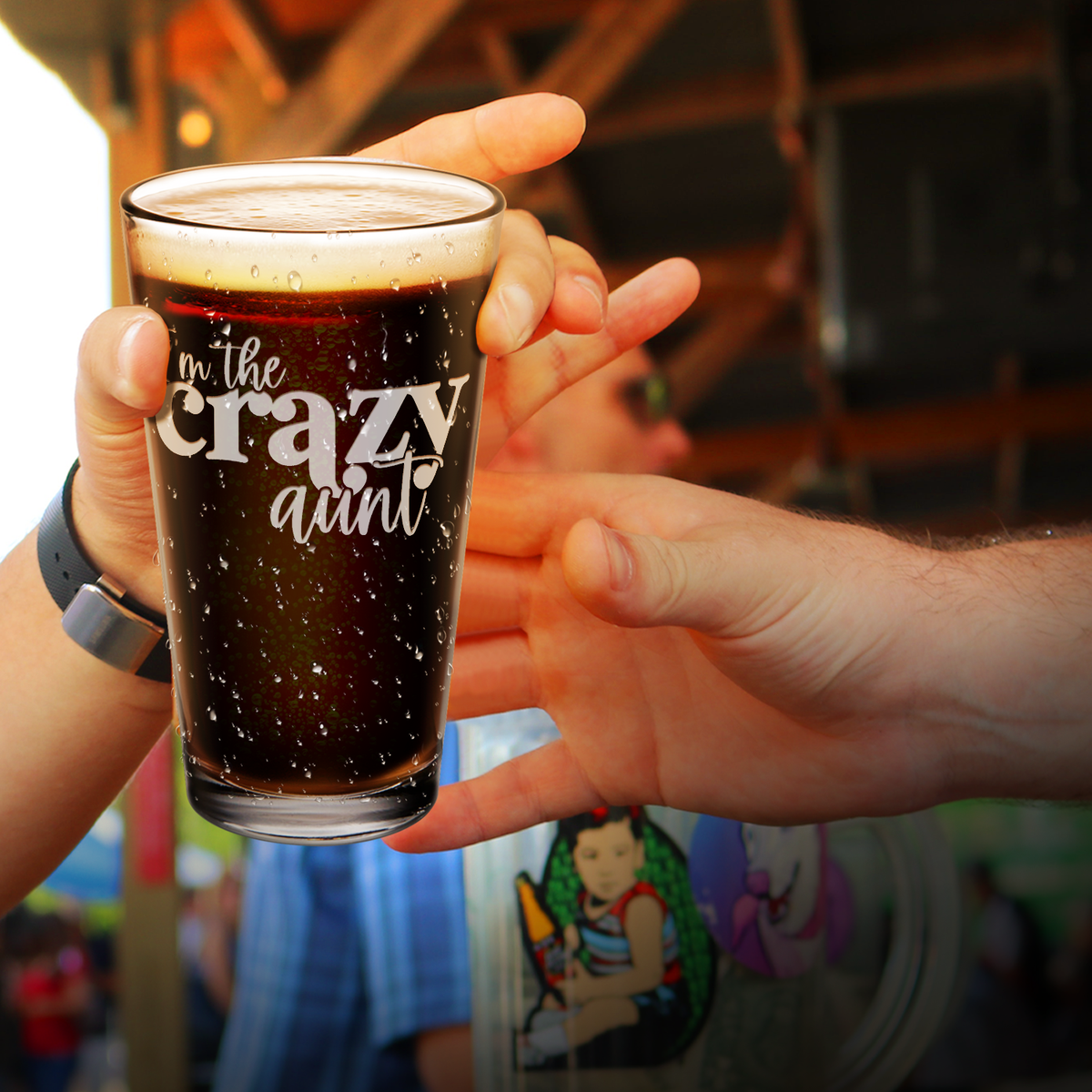 I'm the Crazy Aunt Engraved Beer Pint Glass