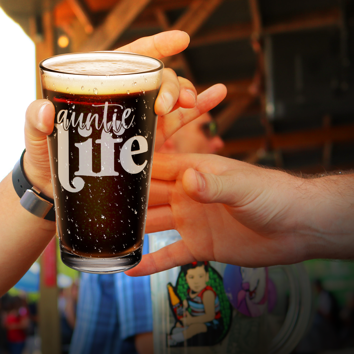 Auntie Life Engraved Beer Pint Glass