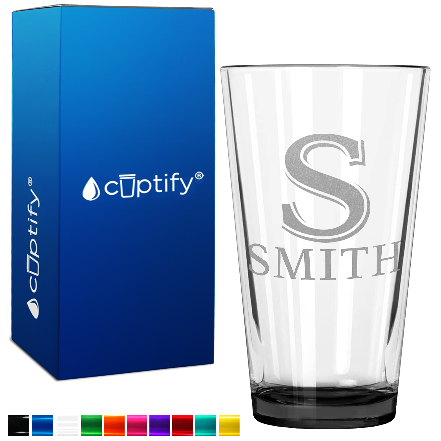 Personalized Initial and Name Black Bottom Beer Pint Glass