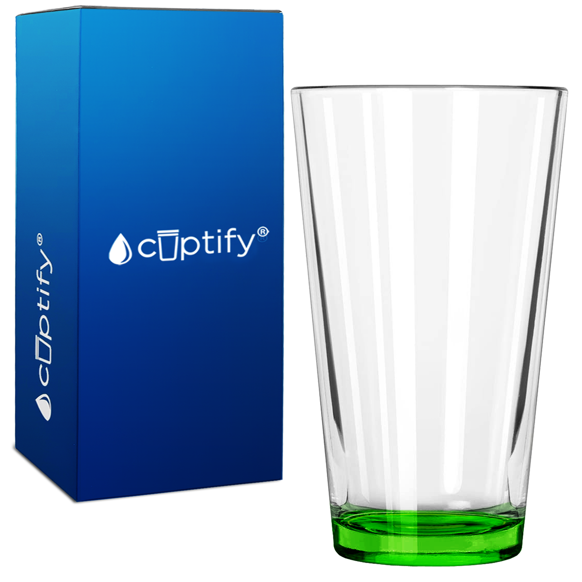 Cuptify Green Bottom 16oz Beer Pint Glass