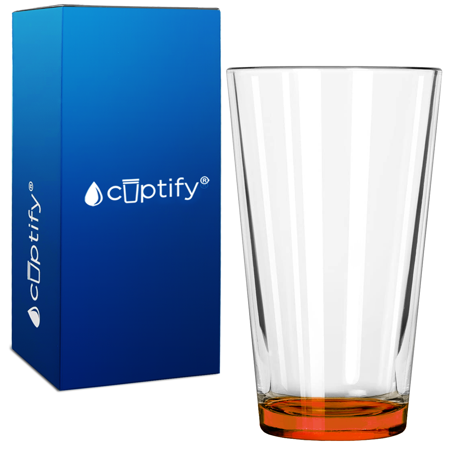 Cuptify Orange Bottom 16oz Beer Pint Glass