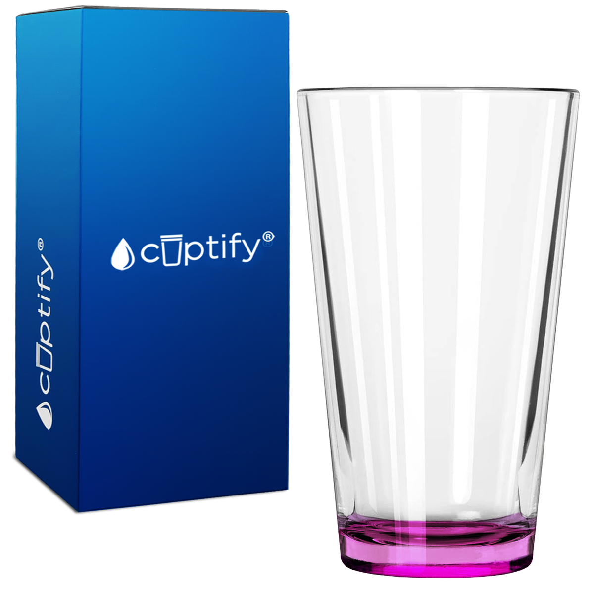 Cuptify Pink Bottom 16oz Beer Pint Glass