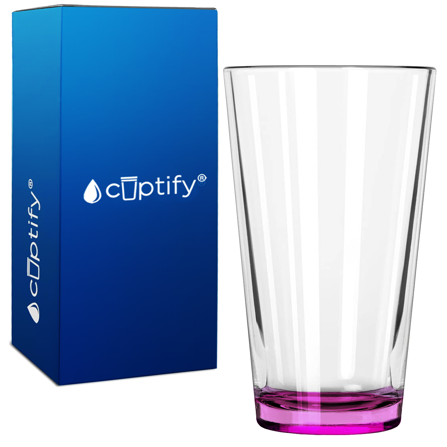 Cuptify Pink Bottom 16oz Beer Pint Glass