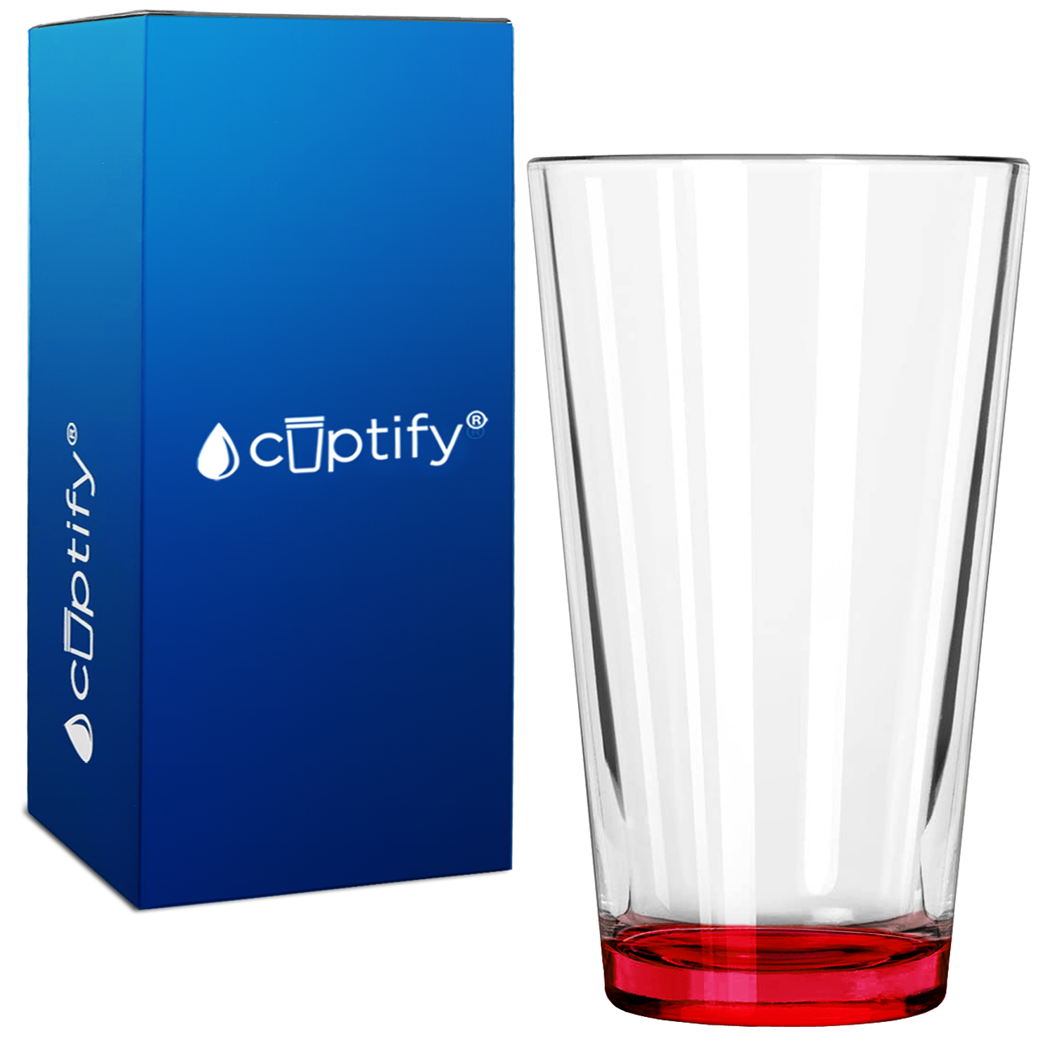 Cuptify Red Bottom 16oz Beer Pint Glass