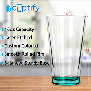 Cuptify Teal Bottom 16oz Beer Pint Glass