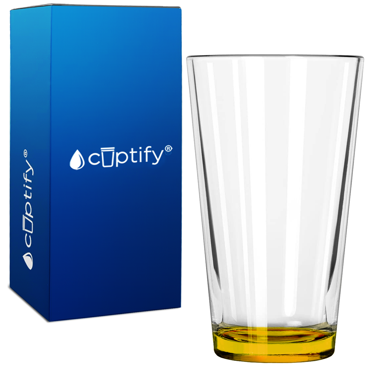 Cuptify Yellow Bottom 16oz Beer Pint Glass