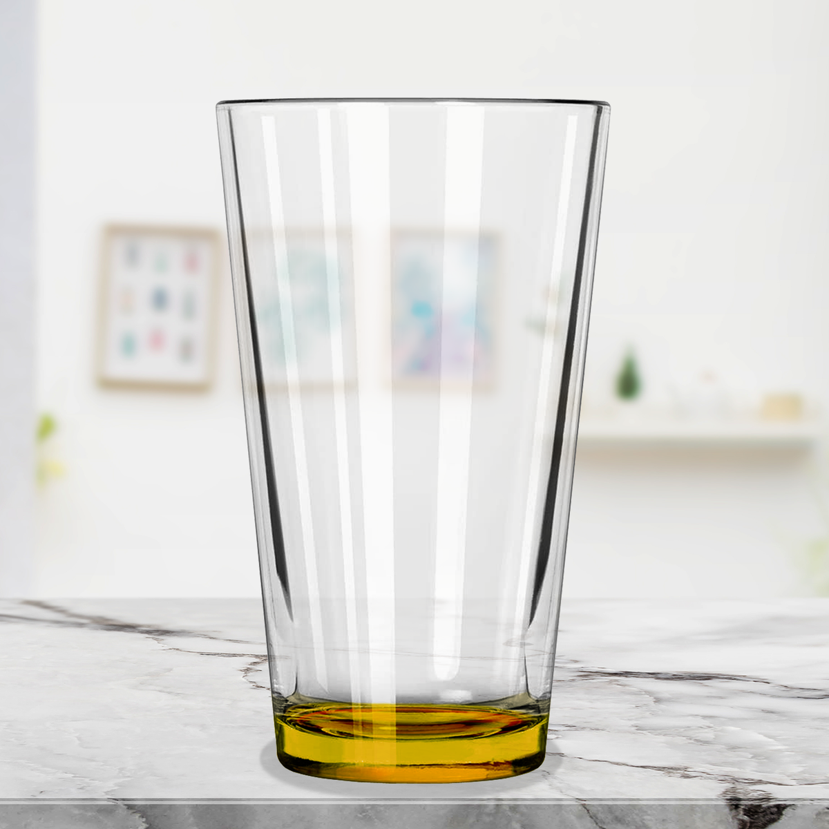 Cuptify Yellow Bottom 16oz Beer Pint Glass