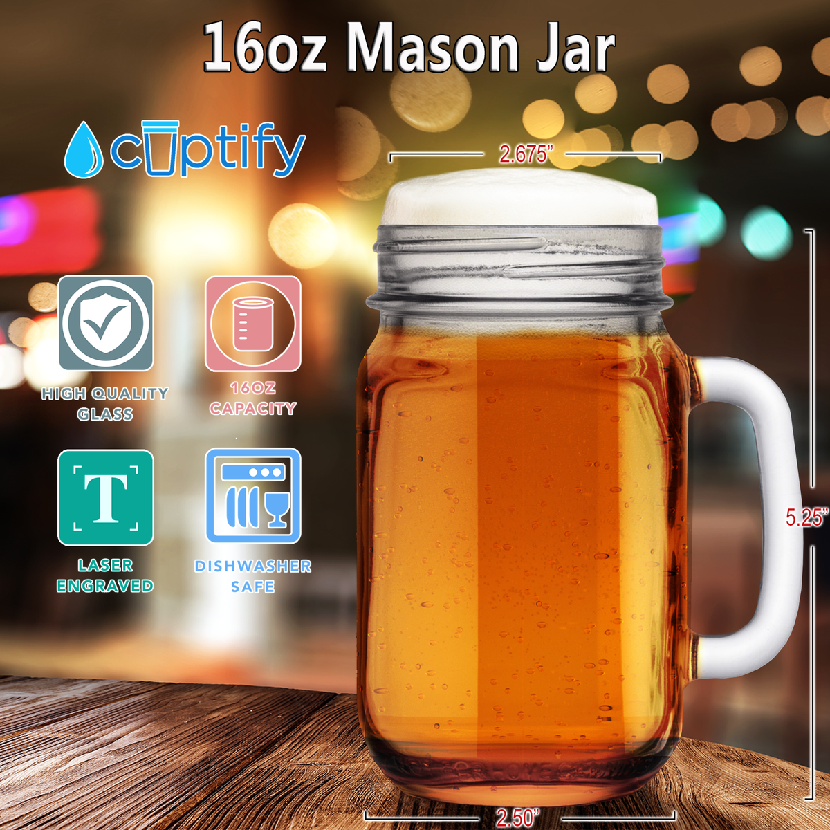 Cuptify 16oz Mason Jar