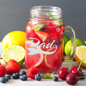 Dad Etched on 16oz Mason Jar Glass