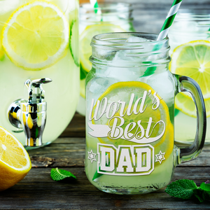 World's Best Dad Etched on 16oz Mason Jar Glass