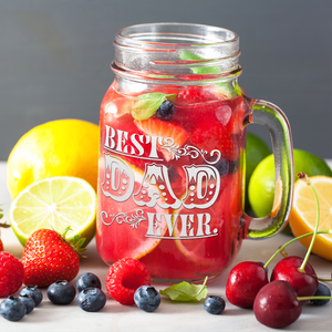 Best Dad Ever Design Etched on 16oz Mason Jar Glass