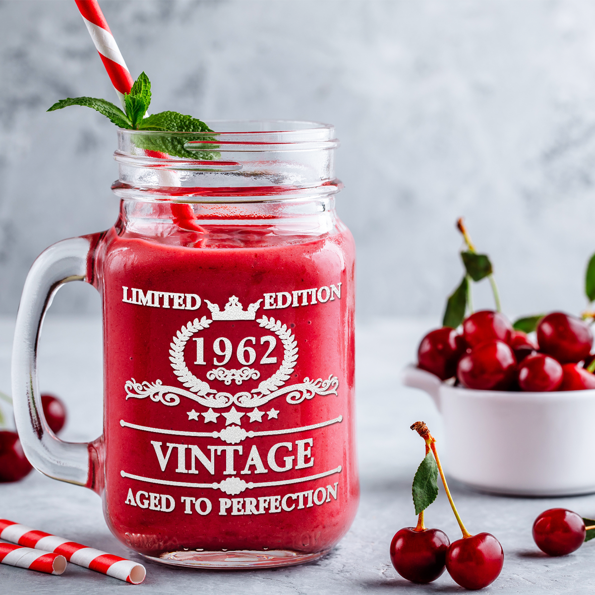 59th Birthday Vintage 59 Years Old Established 1962 Laser Engraved 16oz Mason Jar