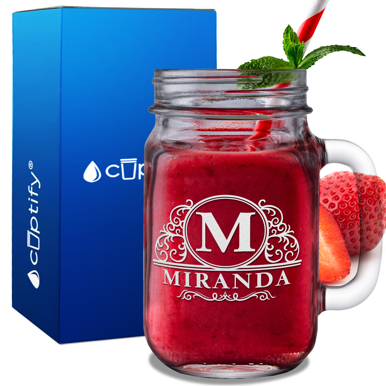 Personalized Elaborate Circle 16oz Mason Jar