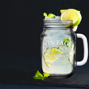 36th Birthday Gift Vintage Aged To Perfection Cheers To 36 Years 1985 Laser Engraved on 16oz Mason Jar