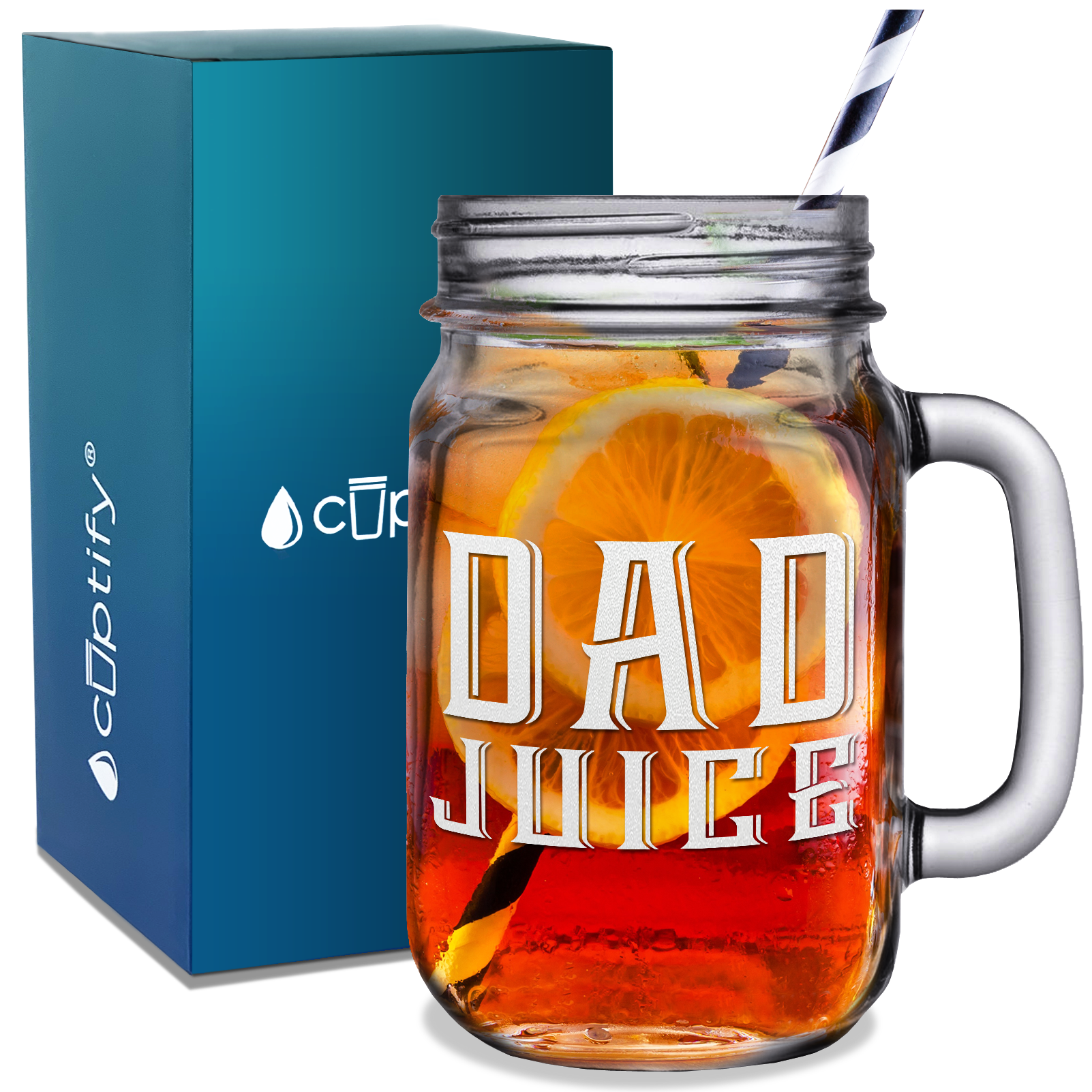 Dad Juice Etched on 16oz Mason Jar Glass