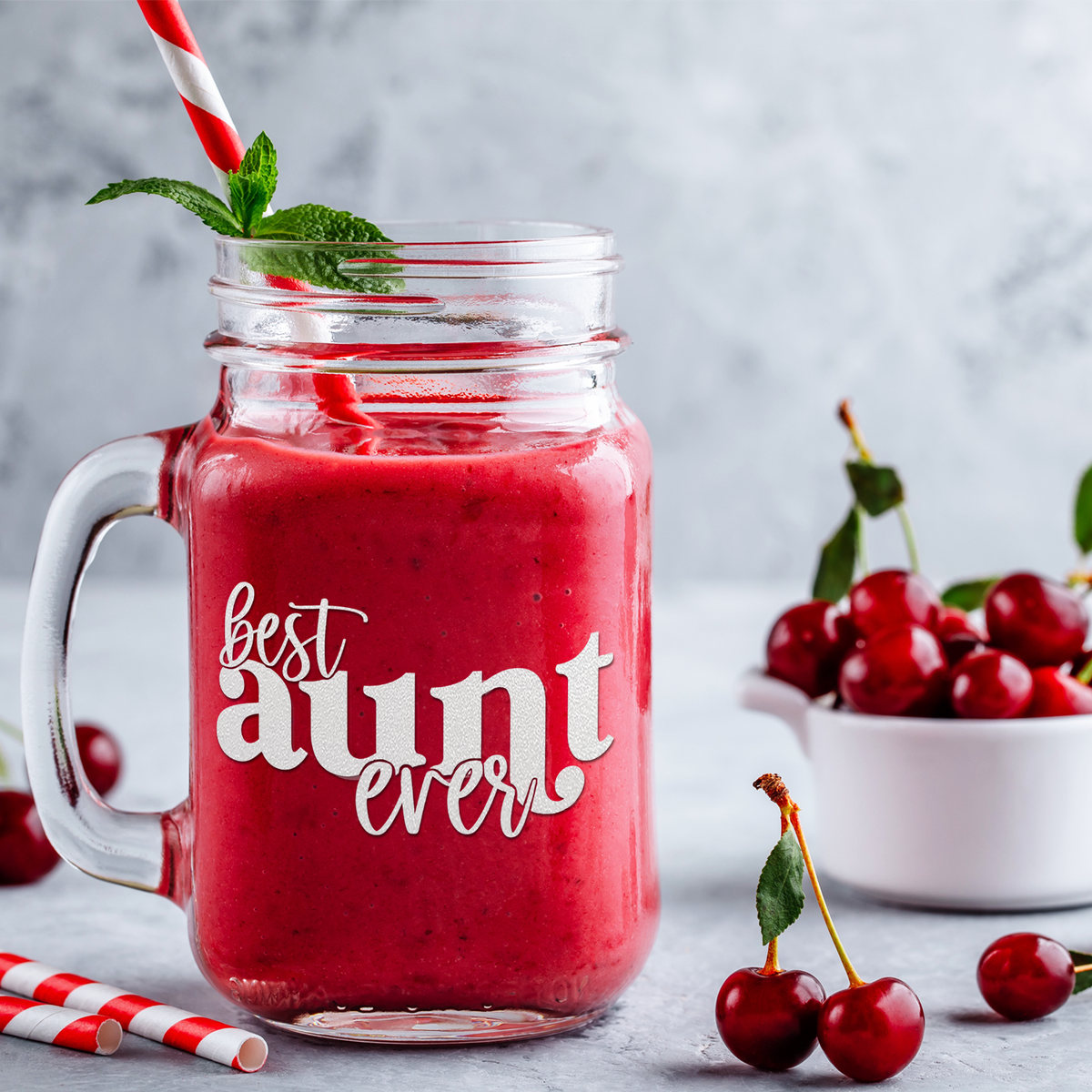 Best Aunt Ever Etched on 16oz Mason Jar Glass