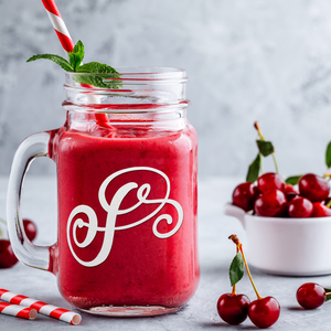  Monogram Curly Initial Letter P Etched on 16 oz Mason Jar Glass