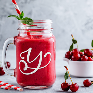  Monogram Curly Initial Letter Y Etched on 16 oz Mason Jar Glass