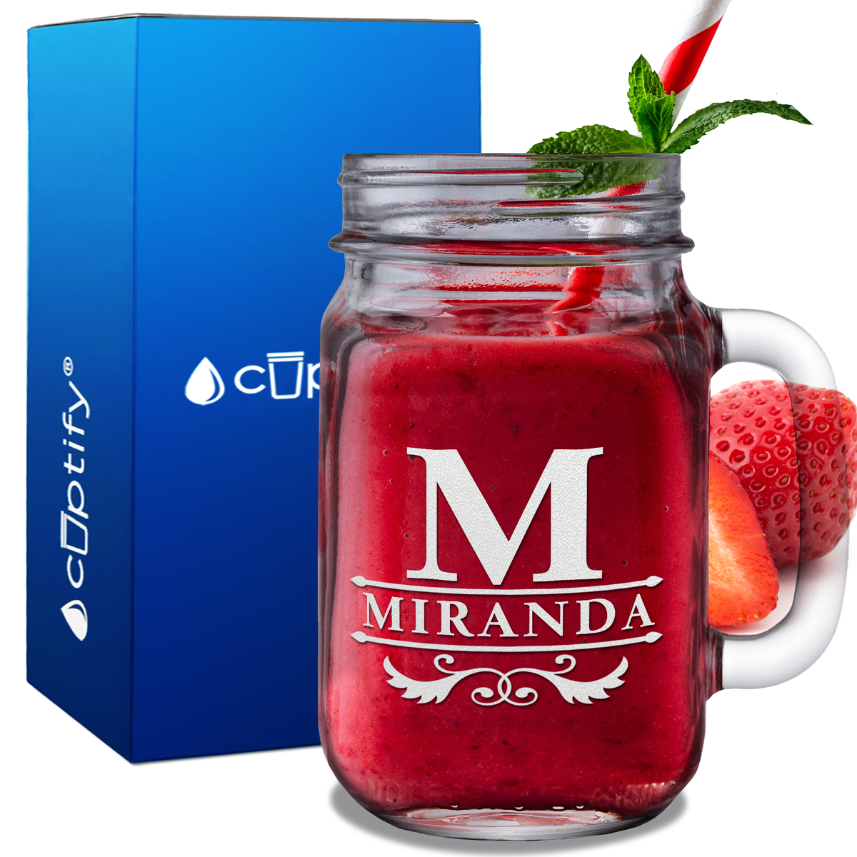 Personalized Initial Style 16oz Mason Jar