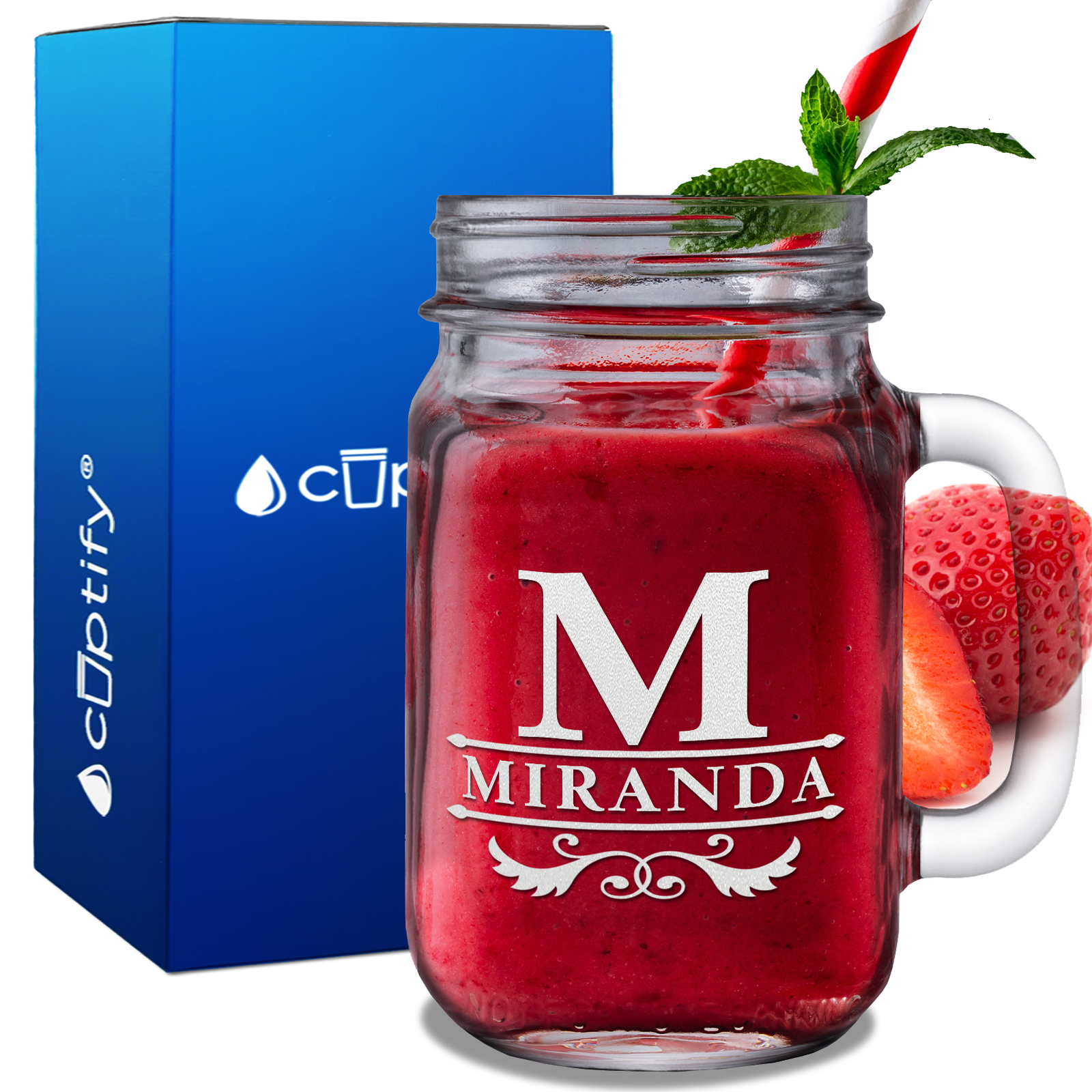 Personalized Initial Style 16oz Mason Jar