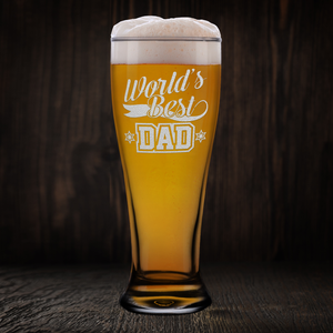 World's Best Dad Etched on 16 oz Glass Pilsner