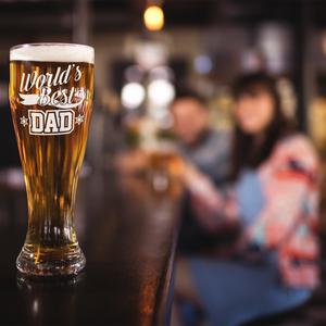 World's Best Dad Etched on 16 oz Glass Pilsner