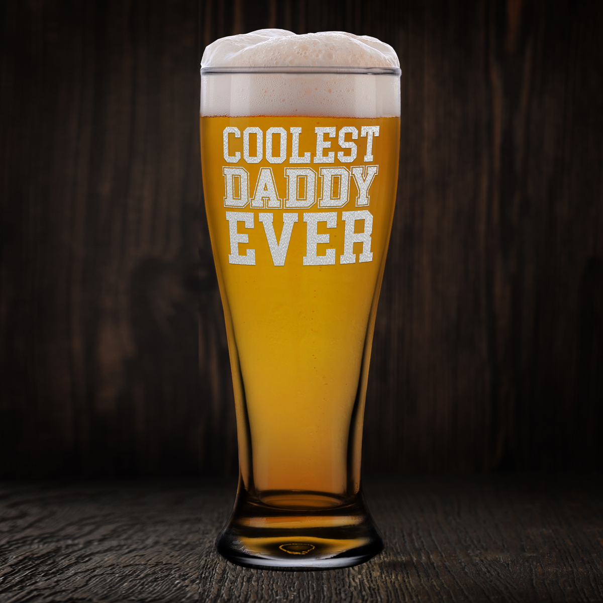Coolest Daddy Ever Etched on 16 oz Glass Pilsner