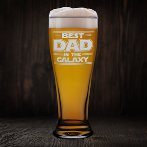 Best Dad In The Galaxy Etched on 16 oz Glass Pilsner
