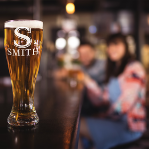 Personalized Monogram Initial and Name Etched 16 oz Beer Pilsner Glass