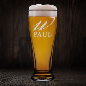Personalized Script Monogram Initial and Name Etched 16 oz Beer Pilsner Glass