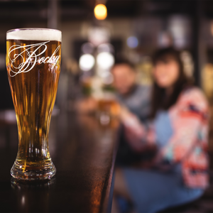 Personalized Decorative Script Etched 16 oz Beer Pilsner Glass