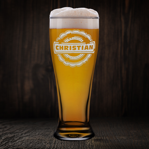 Personalized Asperous Monogram Etched 16 oz Beer Pilsner Glass