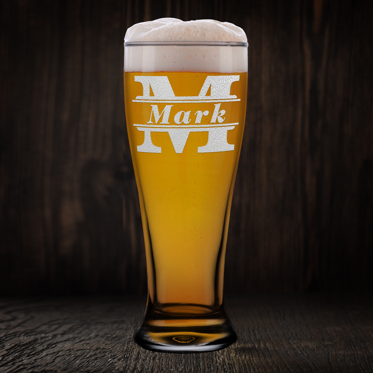 Personalized Initial Classic Block Beer Pilsner Glass