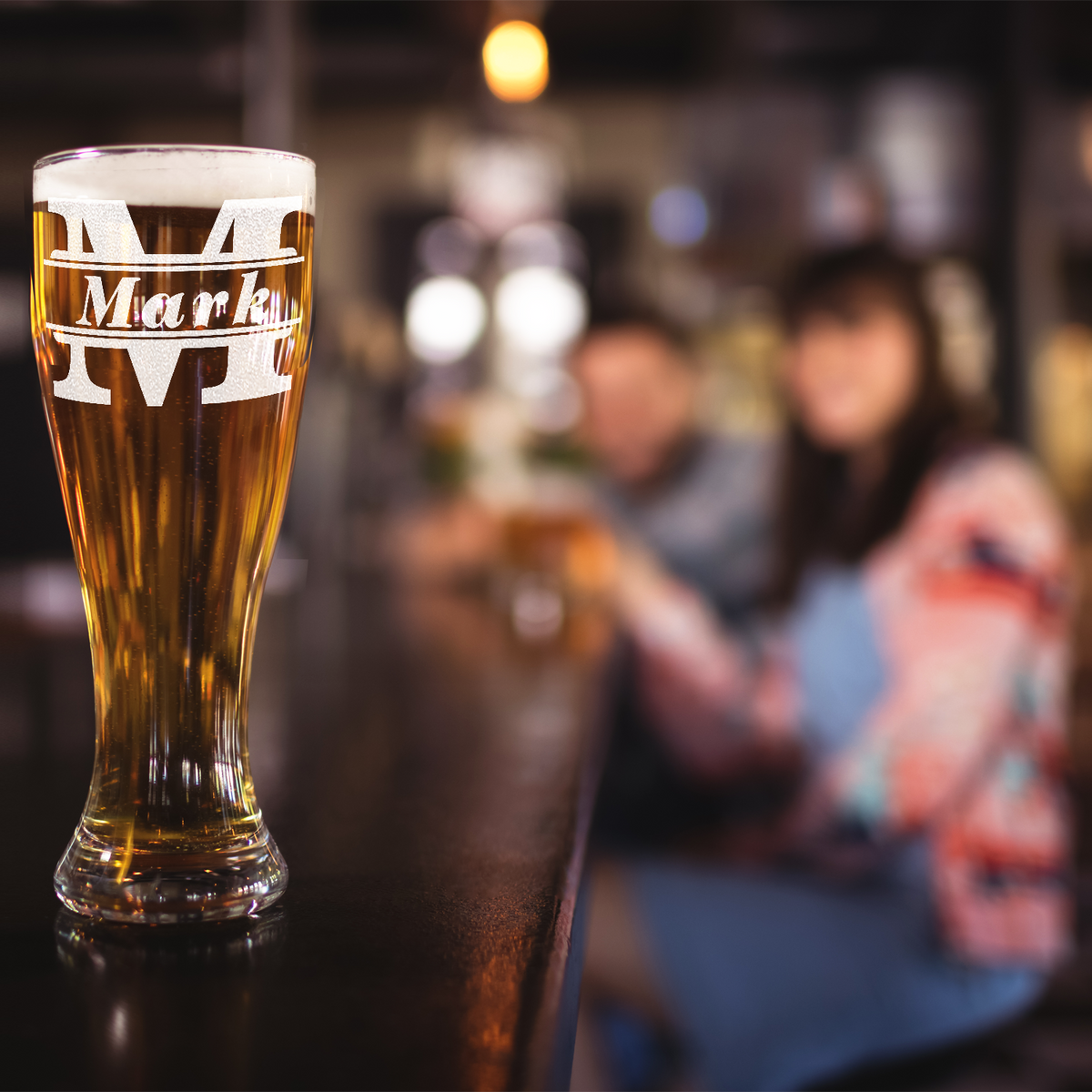 Personalized Initial Classic Block Beer Pilsner Glass