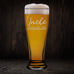 Uncle Established 2022 Etched on 16 oz Glass Pilsner