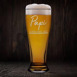 Papi Established 2022 Etched on 16 oz Glass Pilsner