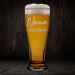 Nana Established 2022 Etched on 16 oz Glass Pilsner