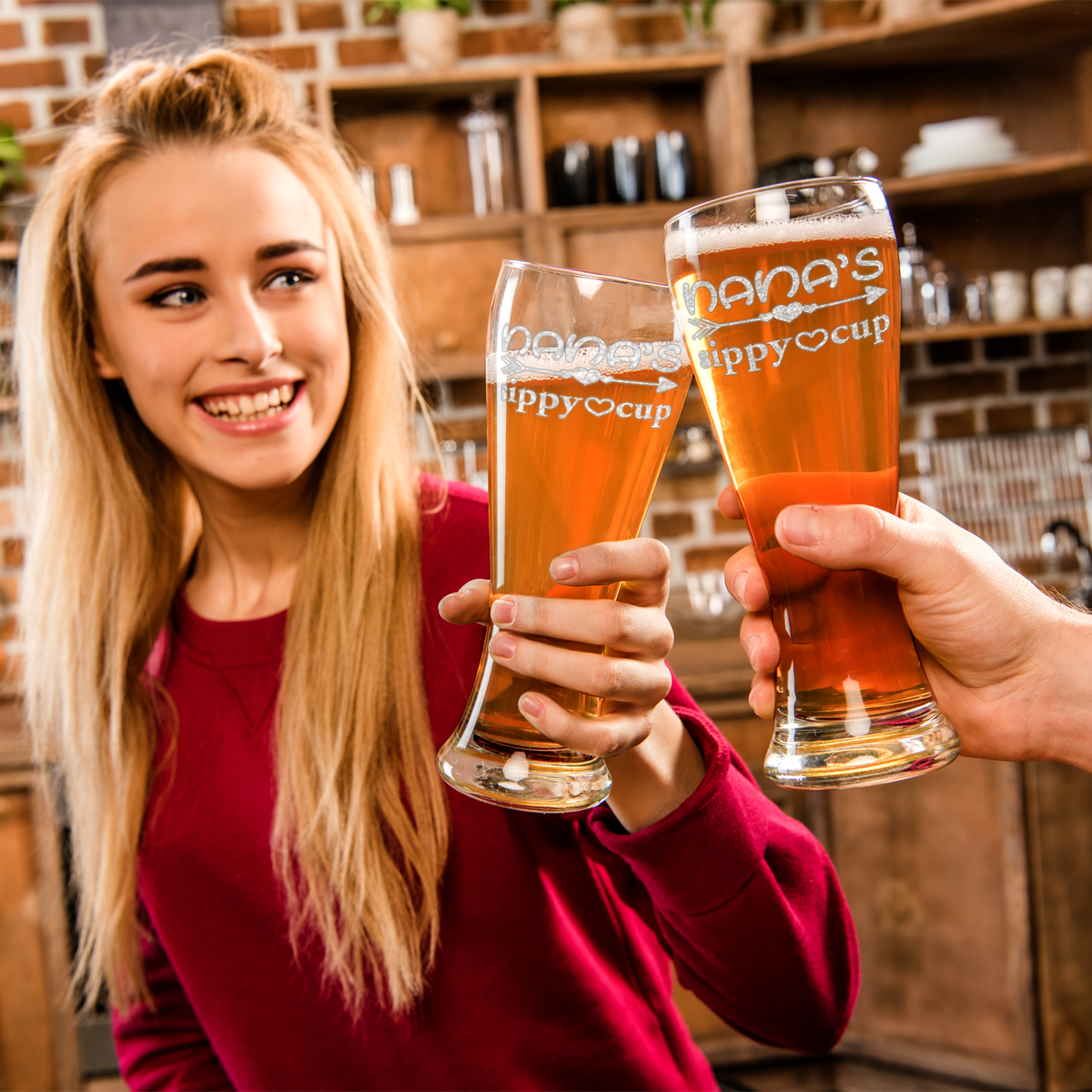 Nana's Sippy Cup Etched on 16 oz Glass Pilsner