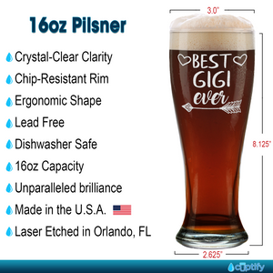 Best Gigi Ever Etched on 16 oz Glass Pilsner