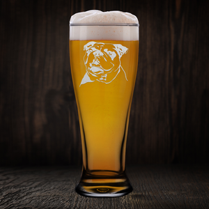 Bulldog Head Etched 16 oz Beer Pilsner Glass