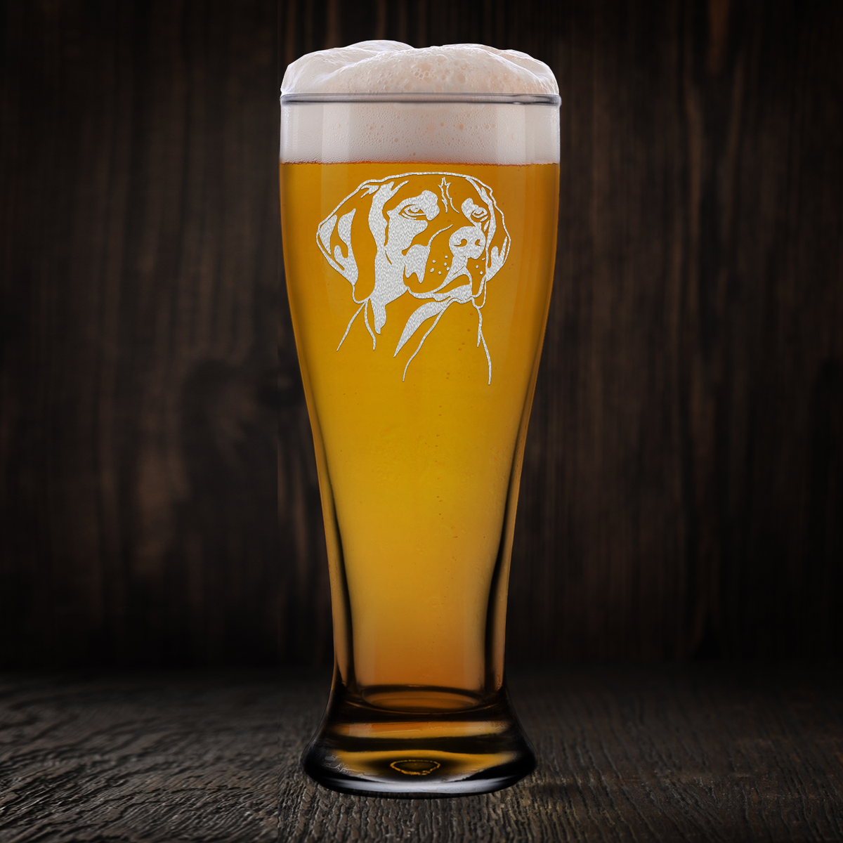 German Shorthaired Pointer Head Beer Pilsner Glass