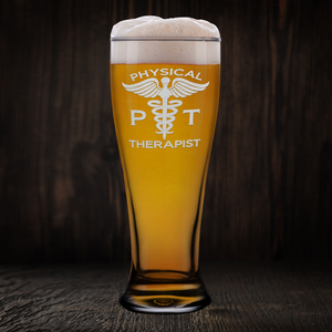 PT Physical Therapist Etched 16 oz Beer Pilsner Glass